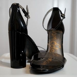 Sam Edelman Yaro Chunky Heel in Smoke Black Patent